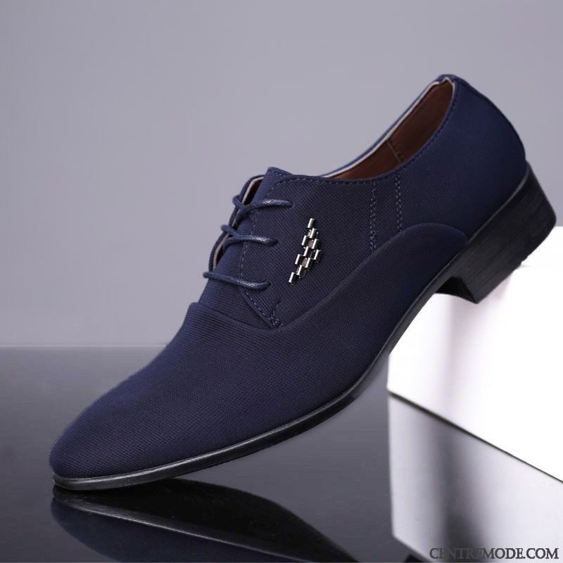 Derbies Homme Printemps Chaussures En Cuir Décontractée Tendance Angleterre Semelle Doux Noir