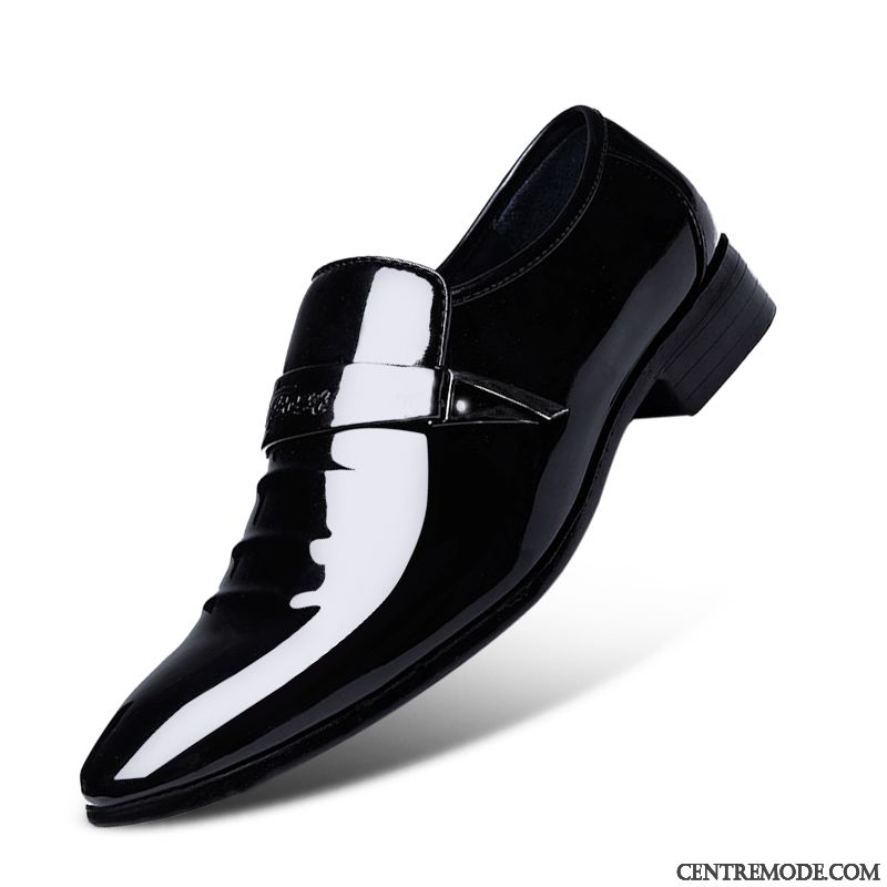 Derbies Homme Printemps Chaussures En Cuir Décontractée Tendance Angleterre Semelle Doux Noir