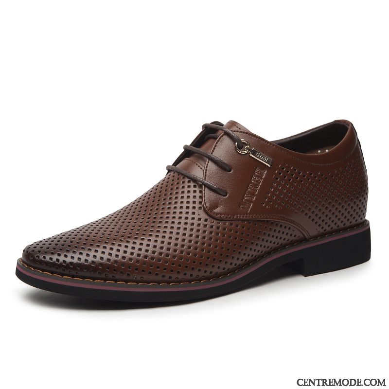 Derbies Homme Respirant Costume Formel Jeunesse Chaussures En Cuir Été Entreprise Bleu Brun