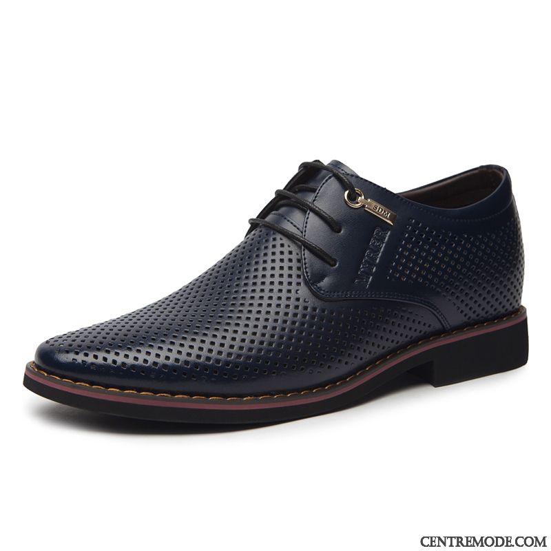 Derbies Homme Respirant Costume Formel Jeunesse Chaussures En Cuir Été Entreprise Bleu Brun