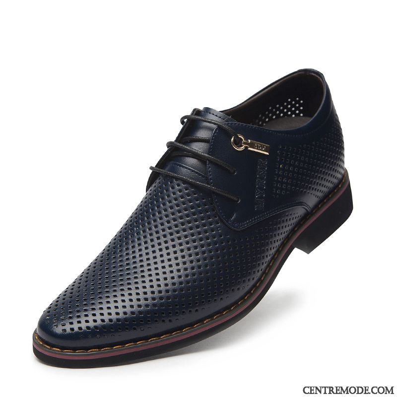 Derbies Homme Respirant Costume Formel Jeunesse Chaussures En Cuir Été Entreprise Bleu Brun