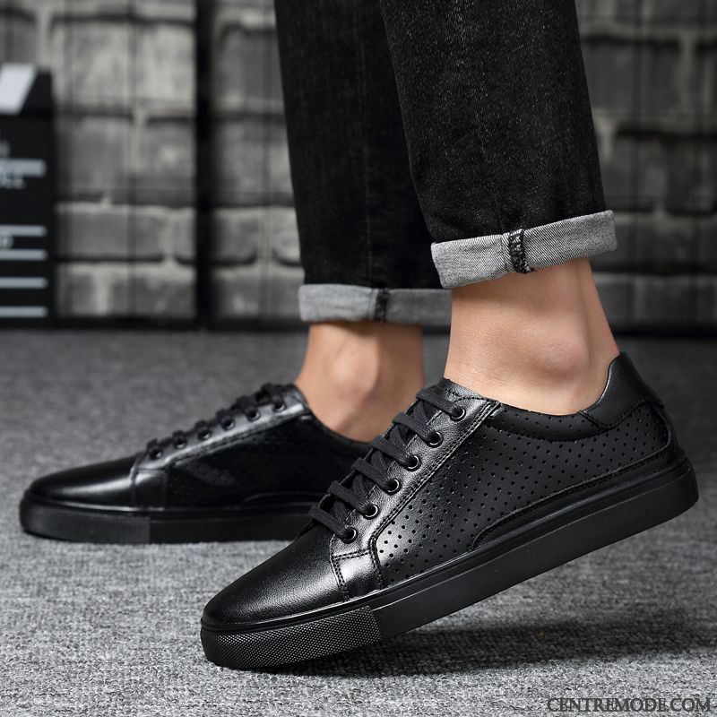 Derbies Homme Tendance Chaussures De Skate Pur Cuir Véritable Décontractée Angleterre Noir