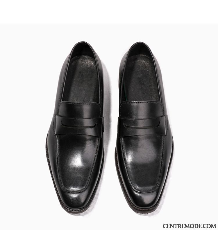 Derbies Homme Tous Les Assortis Tête Carrée Printemps Mocassin Costume Formel Cuir Véritable Brun Foncé