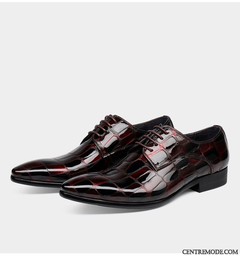 Derbies Noires En Cuir Rouge Seagreen, Derbies Noires Cuir Plates Soldes