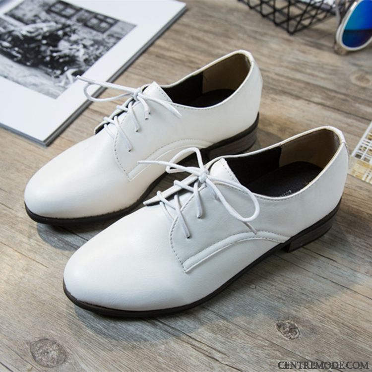 Derbies Vernis Femme En Vente, Derbies Femme Cuir Souple Neige Beige