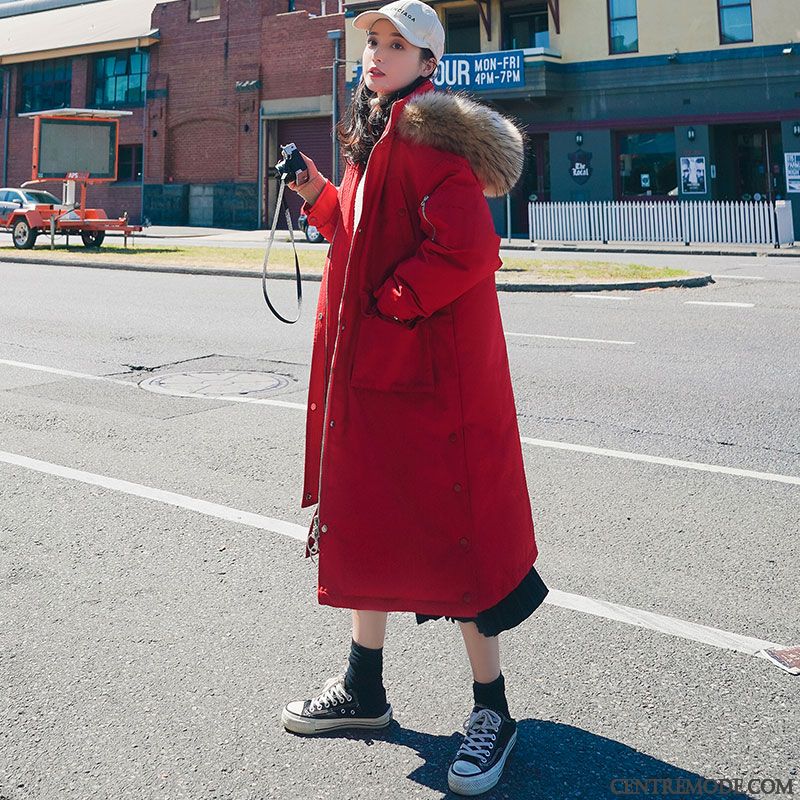 Doudoune Femme Longue Vêtements D'hiver Ultra Vêtements Matelassé Baggy Veste En Coton Rouge