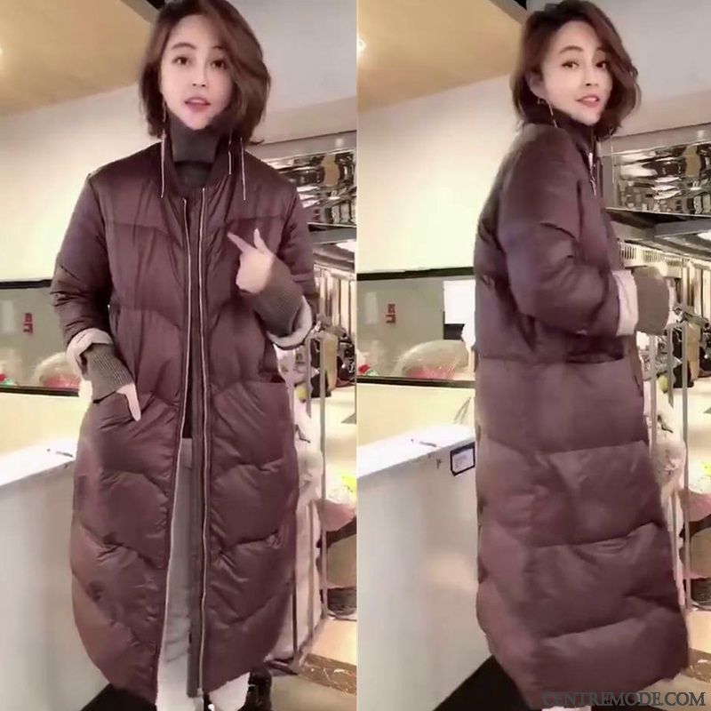 Doudoune Femme Tendance Longue Manteau Hiver Baggy Légère Bordeaux