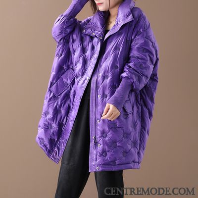 Doudoune Femme Vêtements D'hiver Manche Art Baggy Anti-saison Point D'onde Violet