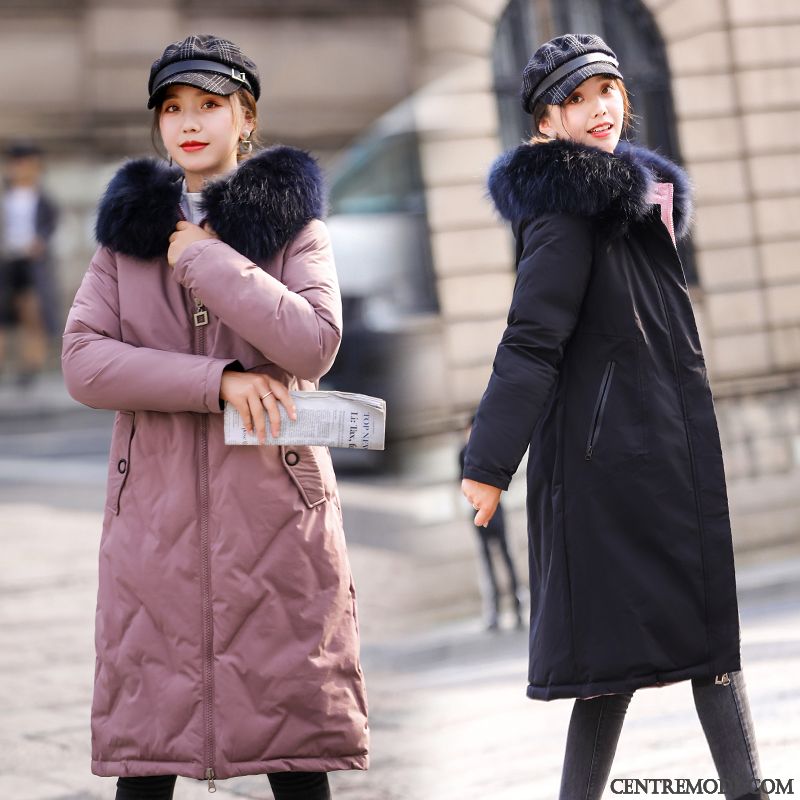 Doudoune Femme Épaissir Veste En Coton Longue Les Deux Côtés Portent Gros Grande Taille Noir