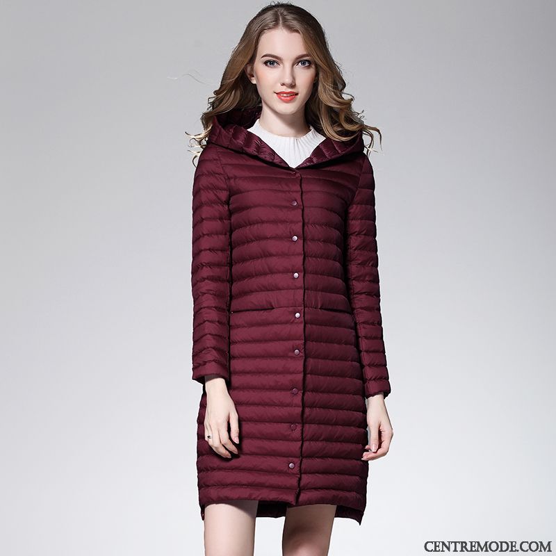 Doudoune Longue Cintrée Femme Rouge Seagreen, Doudoune Femme A Capuche Soldes