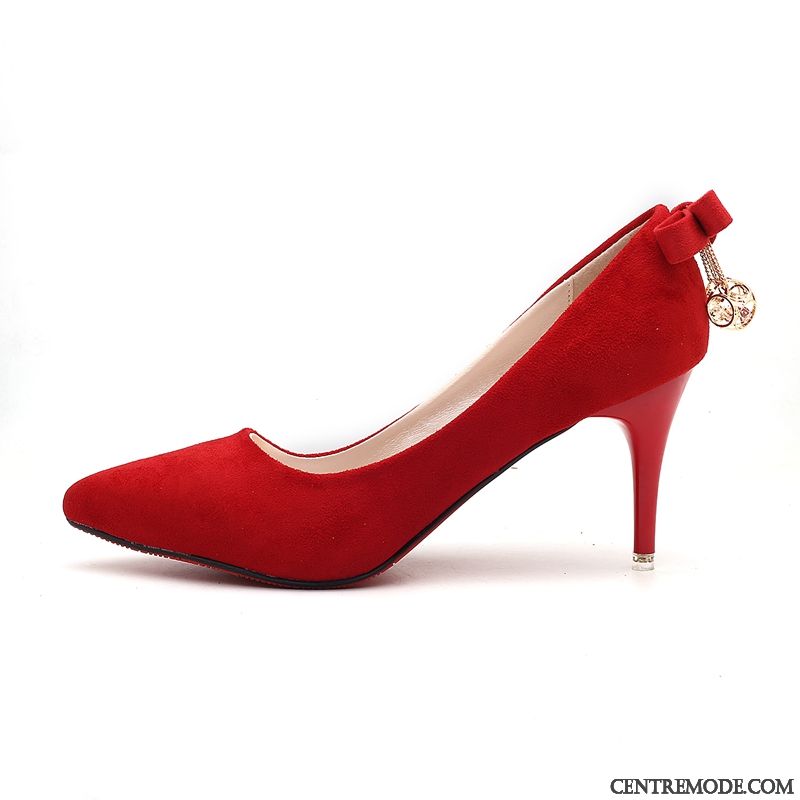 Escarpins Femme Derbies Chaussures De Mariage Pointe Pointue Arc Fille Talon Moyen Noir Rose