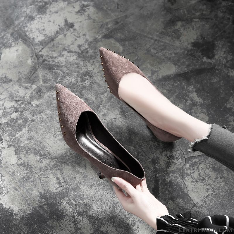 Escarpins Femme L'automne Printemps Mesh Derbies Pointe Pointue Tous Les Assortis Noir Rouge