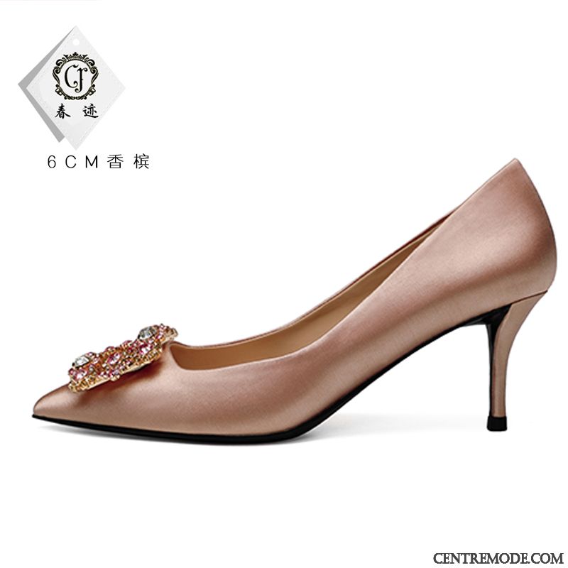 Escarpins Femme Mariage Cristal Chaussures De Mariage Pointe Pointue Minces Mariée Rouge