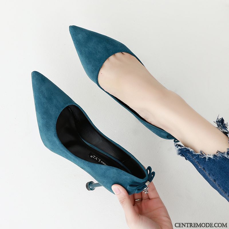 Escarpins Femme Mesh Minces Pointe Pointue Frais Fille Derbies Bleu Rouge