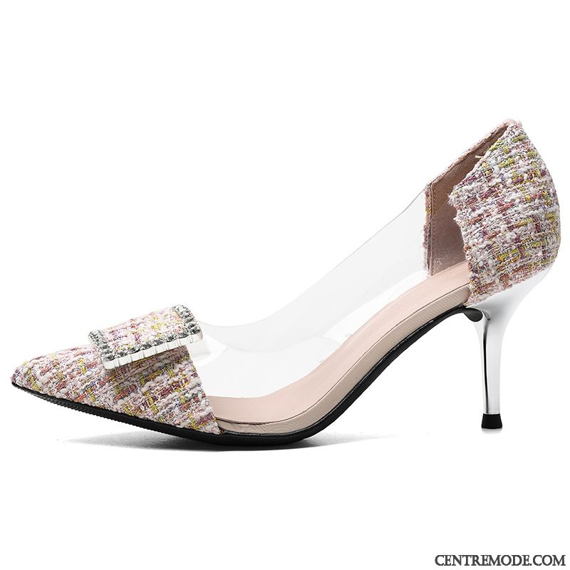 Escarpins Femme Minces Sexy Tous Les Assortis Printemps Pointe Pointue Derbies Rose