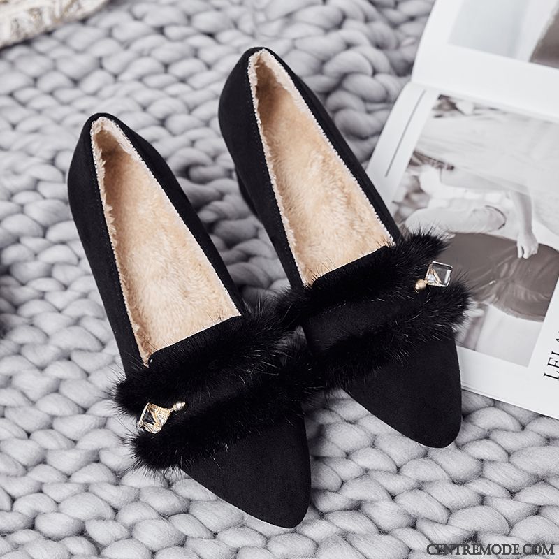 Escarpins Femme Outwear Derbies Hiver Talons Hauts Slip-on Plus De Velours Rose