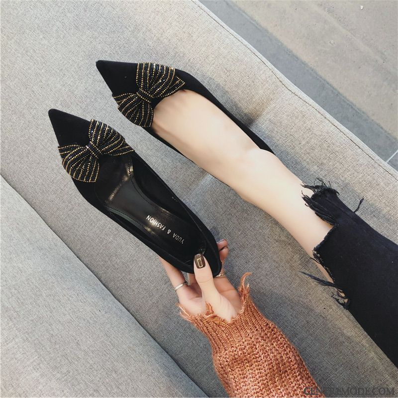 Escarpins Femme Pointe Pointue Derbies Frais Tous Les Assortis Arc Princesse Noir