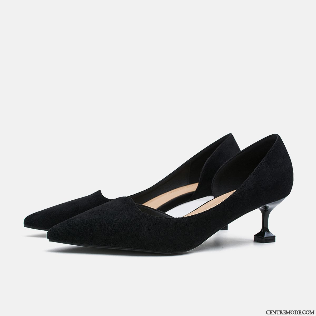 Escarpins Femme Pointe Pointue Minces Chaussures De Travail Derbies Tous Les Assortis Fille Noir