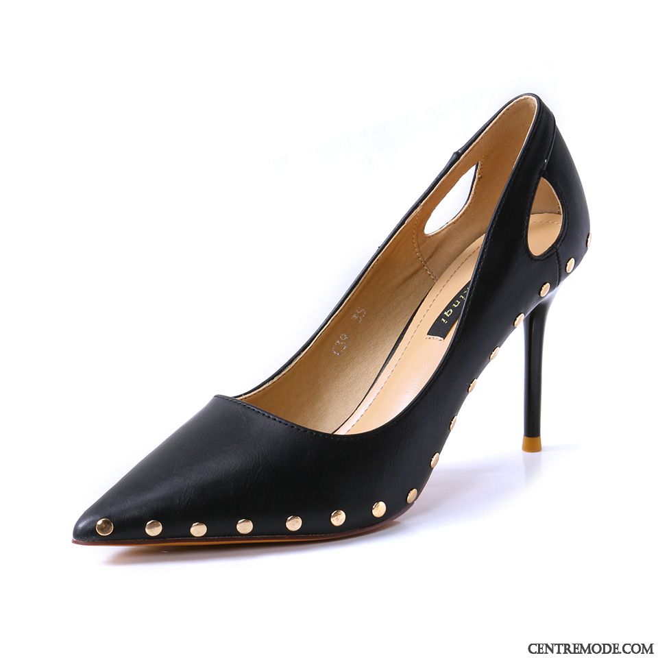 Escarpins Femme Pointe Pointue Rivet Mode Mince Derbies Affaires Jaune