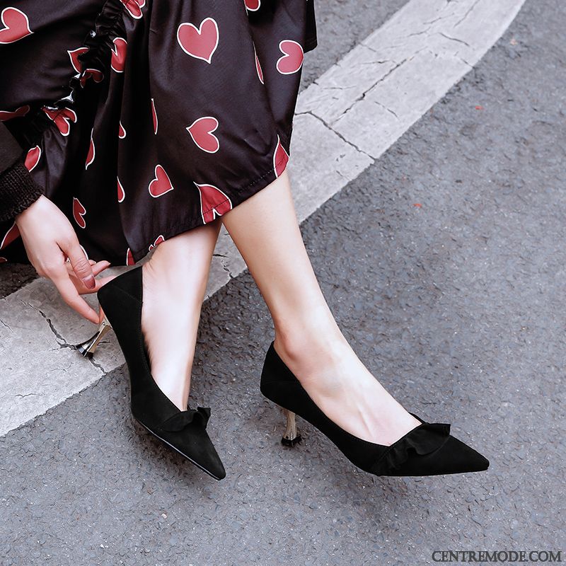 Escarpins Femme Sexy Pointe Pointue Derbies Printemps Feuille De Lotus Minces Rose Clair