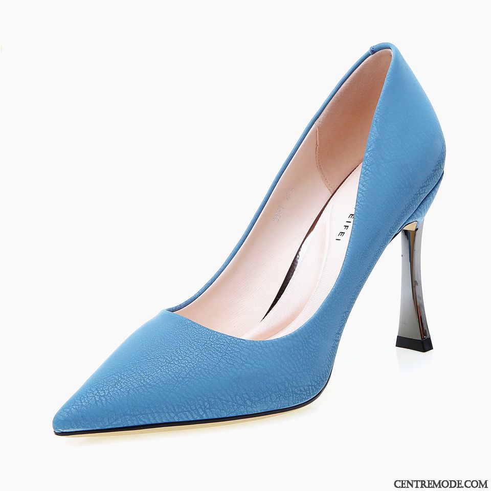 Escarpins Femme Tendance De Boîtier Derbies Simple Fête Toutes Les Saisons Bleu