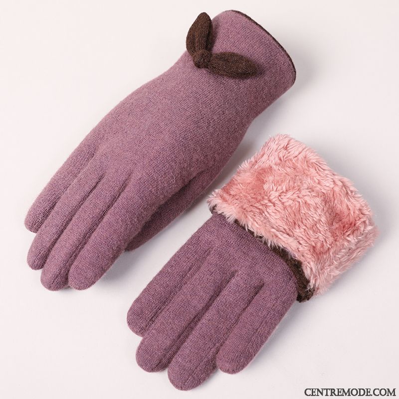 Gant Femme De Plein Air Garder Au Chaud Plus De Cachemire Balade Hiver Du Froid Violet