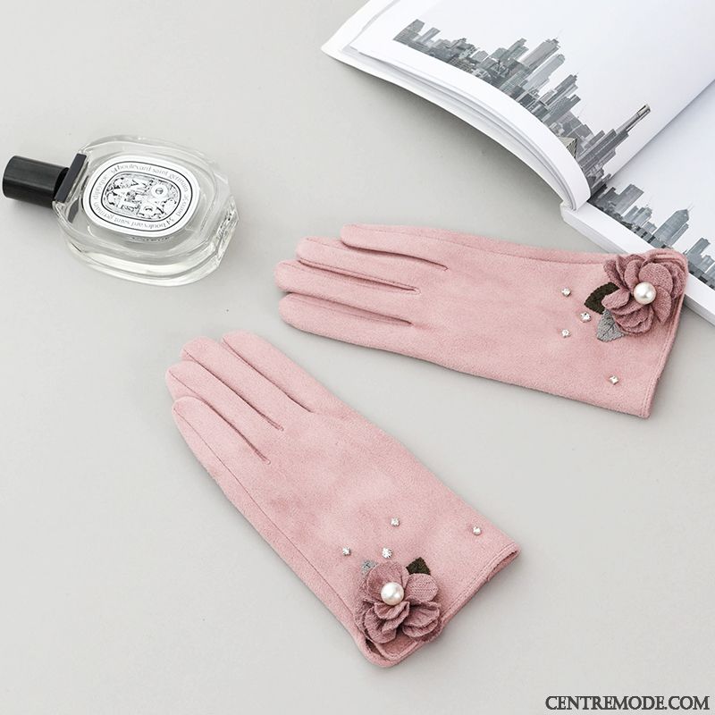 Gant Femme Écran Tactile Plus Épais Plus De Cachemire Le Nouveau Hiver Élégant Rose