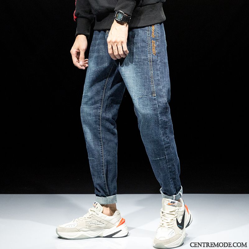 Jean Homme Noir Huilé Pas Cher, Jean Bleu Foncé Homme Steelblue Tout Blanc