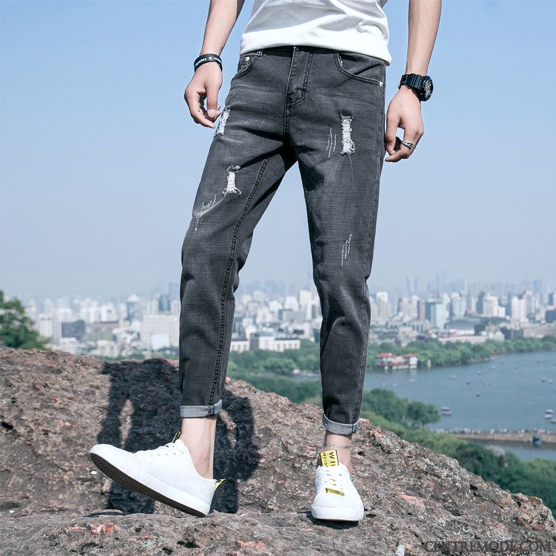 Jean Slim Bordeaux Homme Argent Motor City, Jean Slim Bleu Foncé Homme Pas Cher Soldes