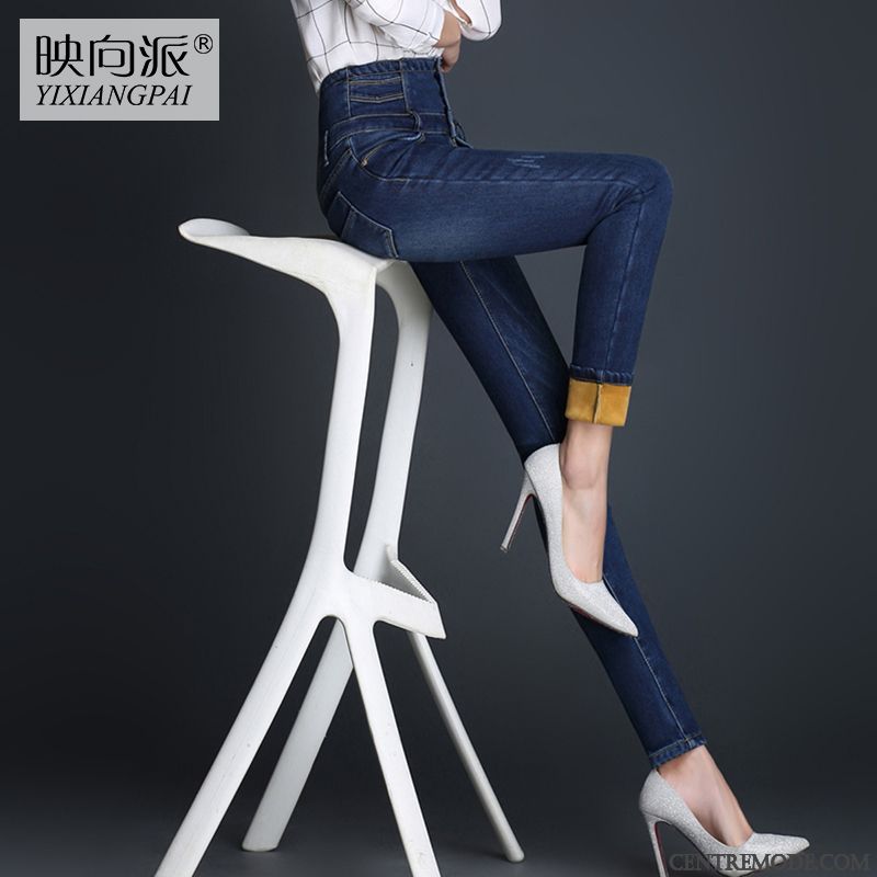 Jean Taille Basse Femme Ambre Bleu Marin, Jean Slim Taille Haute Pas Cher