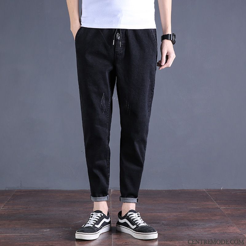 Jeans Délavé Troué Homme Brun Écarlate, Pantalon Homme Slim Noir En Ligne