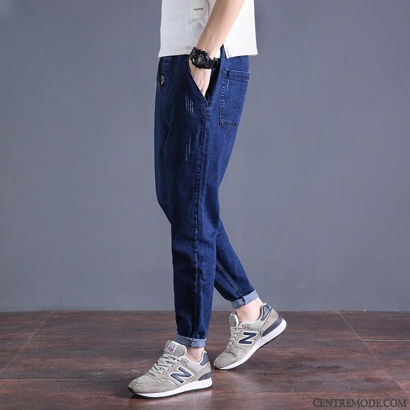 Jeans Délavé Troué Homme Brun Écarlate, Pantalon Homme Slim Noir En Ligne