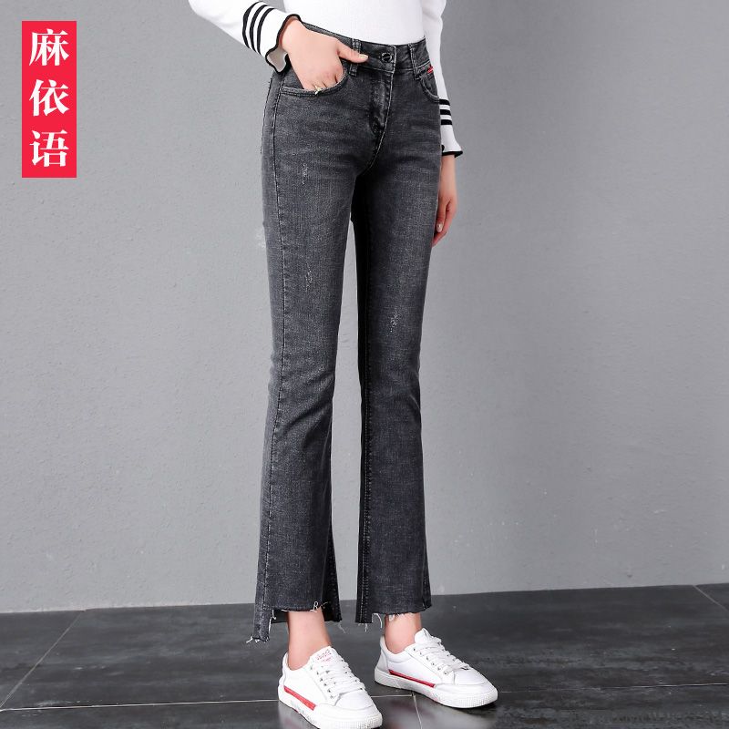 Jeans Femme Extensible Ultra Mince L'automne Jean Évasé Légèrement Bleu