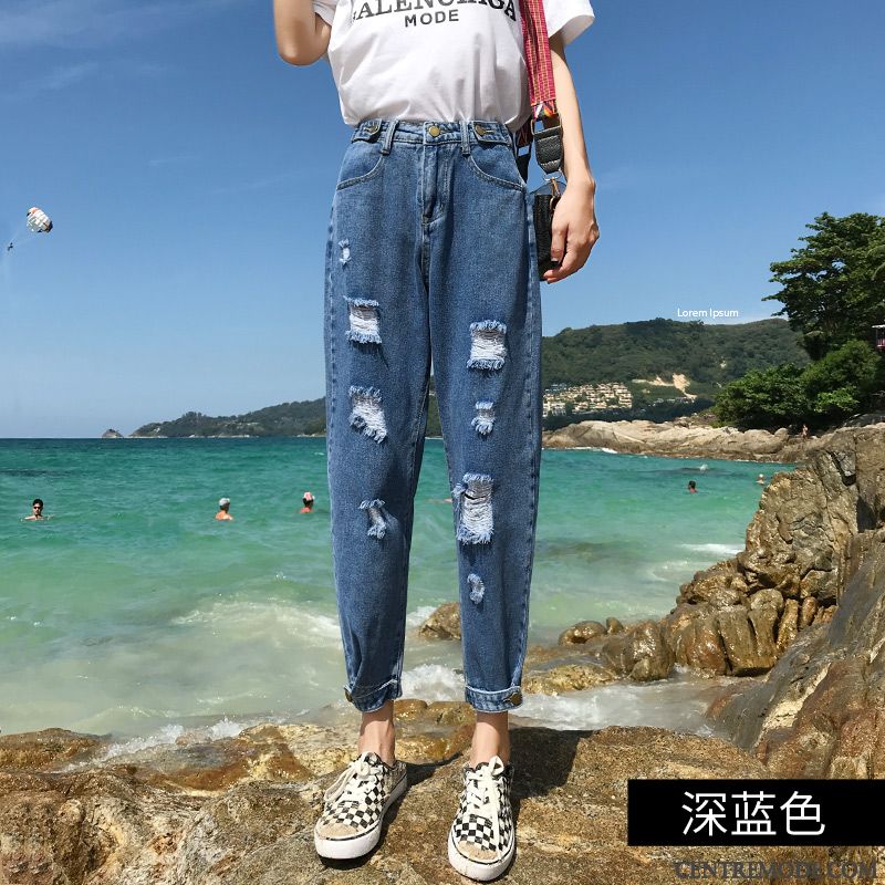 Jeans Femme Harlan Printemps Troués Collants Baggy Été Blanc