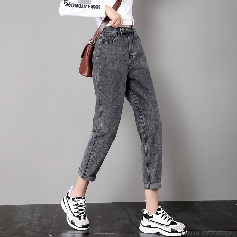 Jeans Femme Haute Cintrée Baggy Tendance Harlan L'automne Pantalon Gris