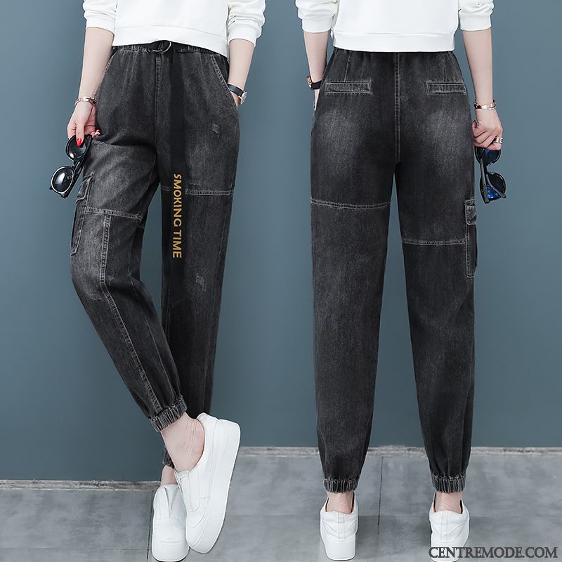 Jeans Femme Jambe Droite Décontractée Tendance L'automne Printemps Baggy Bleu