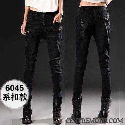Jeans Femme L'automne Harlan Maigre Graisse Mince Personnalité Noir