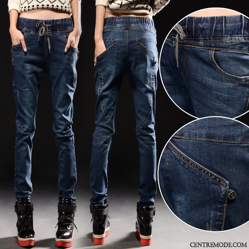 Jeans Femme L'automne Harlan Maigre Graisse Mince Personnalité Noir