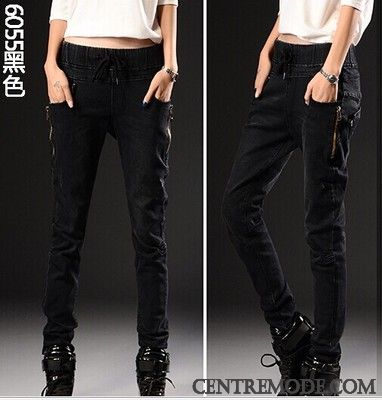 Jeans Femme L'automne Harlan Maigre Graisse Mince Personnalité Noir