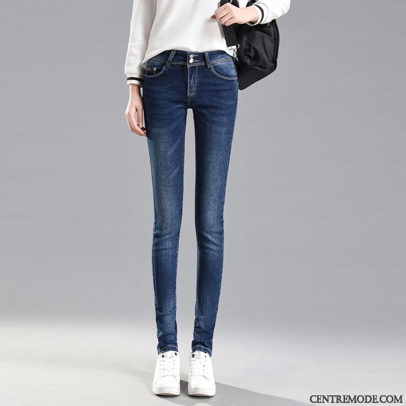 Jeans Femme L'automne Mince Printemps Pantalon Hiver Épaissir Noir