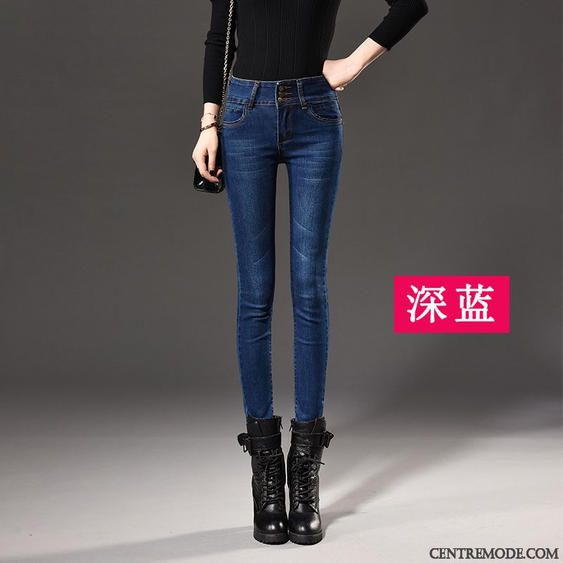 Jeans Femme Mince Graisse L'automne Slim Pantalon Printemps Bleu