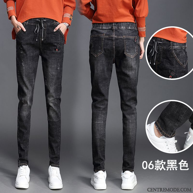 Jeans Femme Mince Plus De Velours Élastique Graisse Harlan Baggy Bleu