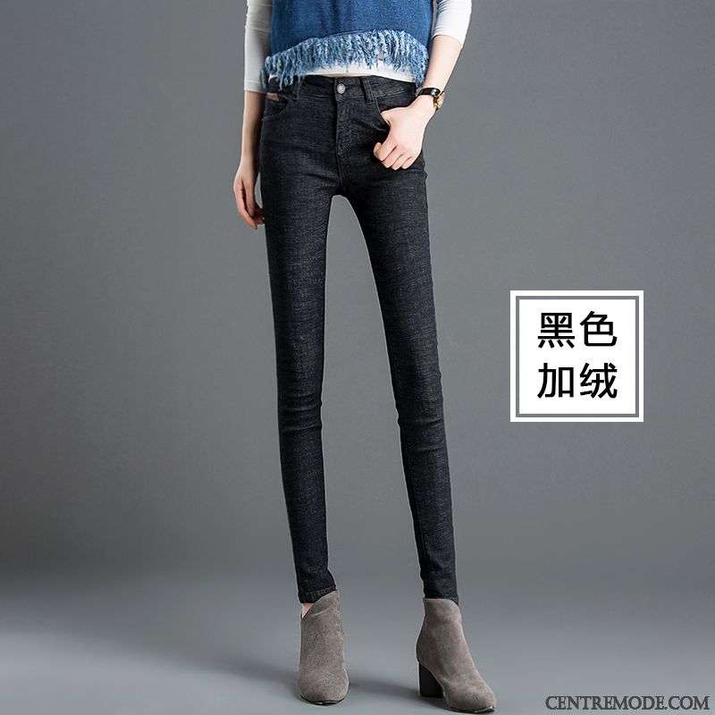 Jeans Femme Pantalon Crayon L'automne Hiver Longue Mince Haute Cintrée Bleu