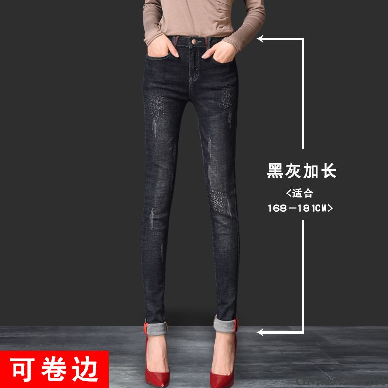 Jeans Femme Pantalon Crayon L'automne Hiver Longue Mince Haute Cintrée Bleu