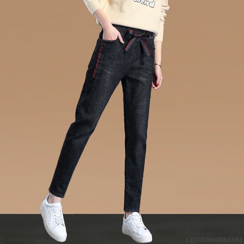 Jeans Femme Printemps Pantalon L'automne Harlan Mince Élastique Noir Gris
