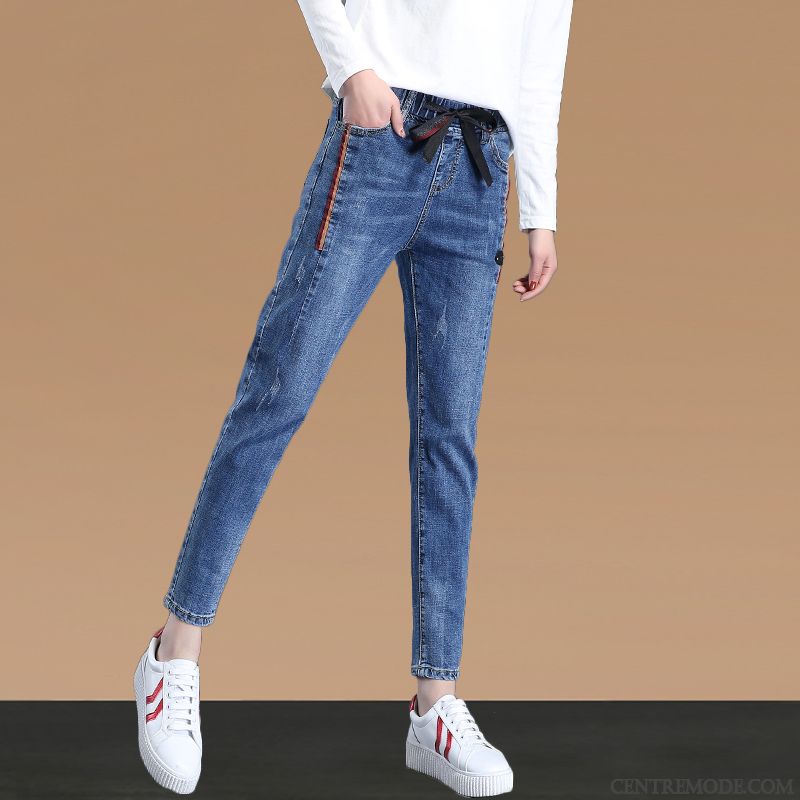 Jeans Femme Printemps Pantalon L'automne Harlan Mince Élastique Noir Gris