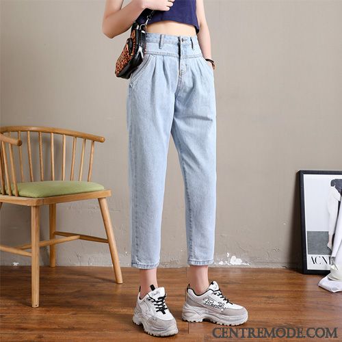Jeans Femme Été Harlan Haute Cintrée Baggy Tendance Mince Bleu Clair Rouge