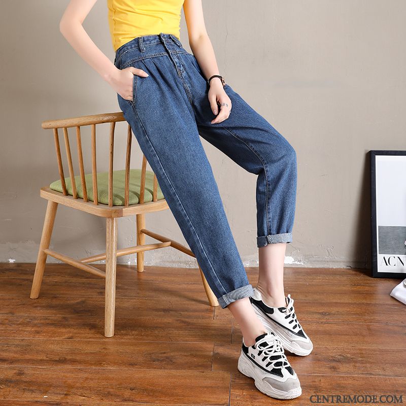 Jeans Femme Été Harlan Haute Cintrée Baggy Tendance Mince Bleu Clair Rouge