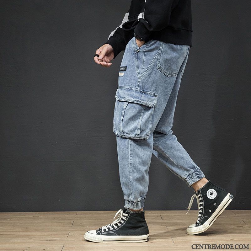 Jeans Homme Décontractée Cargo Baggy Tendance Denim Marque De Tendance Bleu