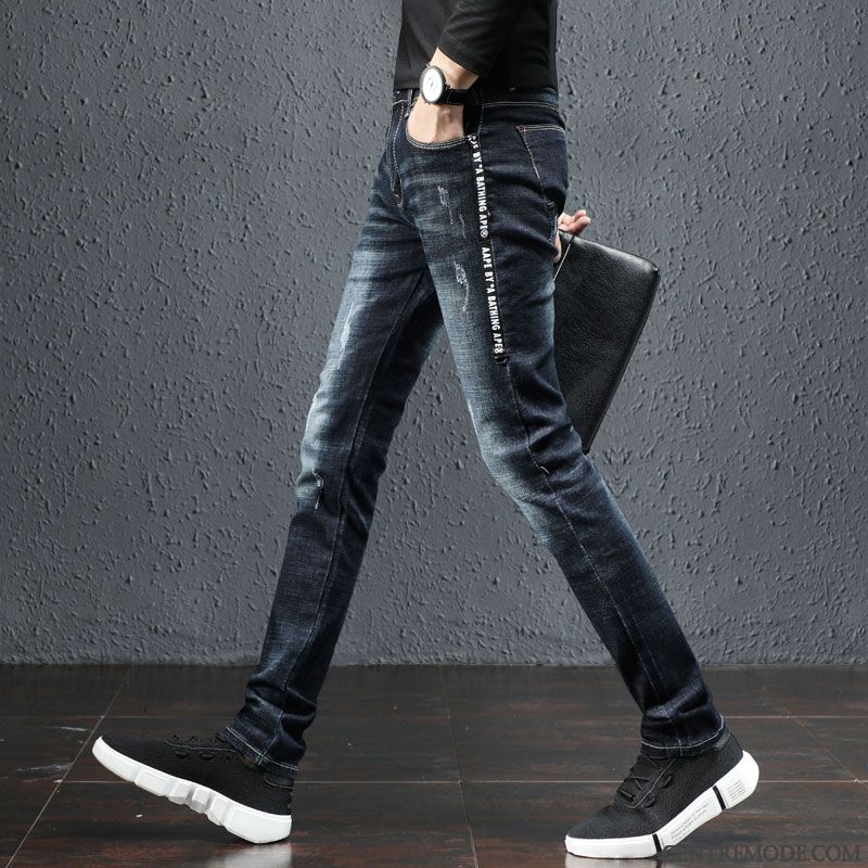 Jeans Homme Décontractée L'automne Tendance Jambe Droite Extensible Slim Noir